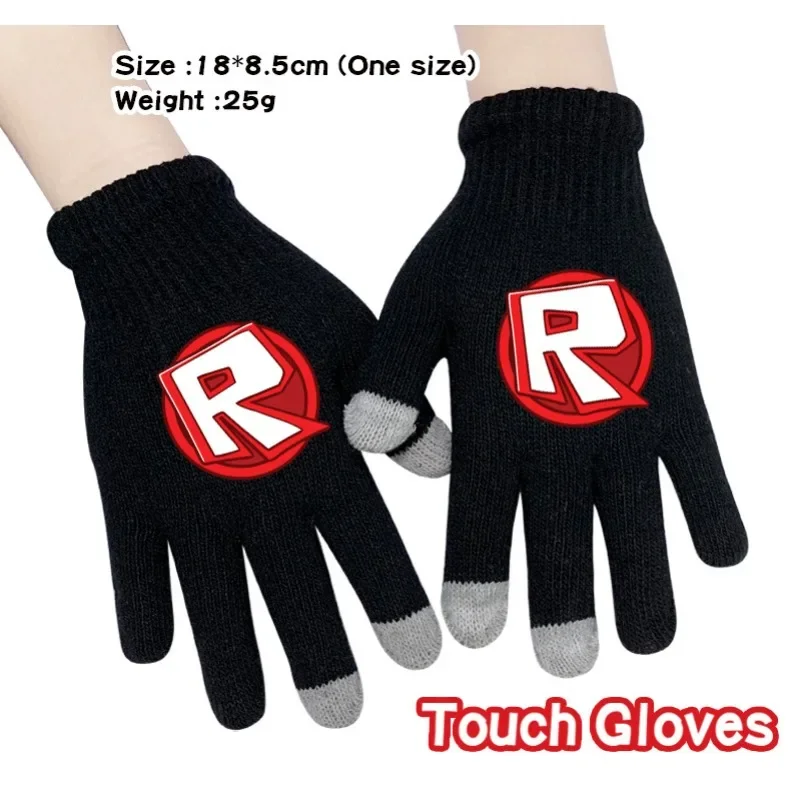 Warme mode bedrukte gebreide handschoenen Roblox Anime Game Creative Cartoon Thema Unisex Winterhandschoenen Kerst Cartoon Verjaardagscadeau