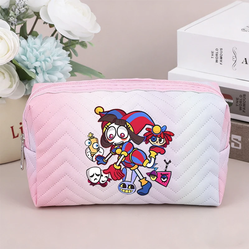

The Amazing Digital Circus Large Capacity Cosmetic Bag for Women Anime Cartoon Fashion Makeup Pouch Students Washing Bags Gifts