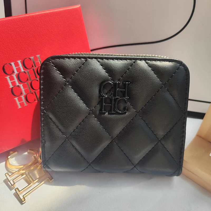 CH New Women's Wallet Exquisite Luxury Brand Short Solid Color Coin Women's Wallet High-quality PU Material Exquisite Brand Logo
