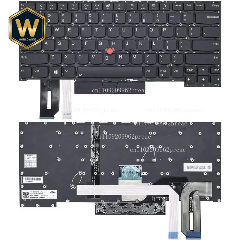 S Backlit Keyboard for Lenovo Thinkpad T490s/T495/T495s, T14s Gen 1/2, P1 Gen 2/3, X1 Extreme Gen 1/2/3 - US Layout Laptop