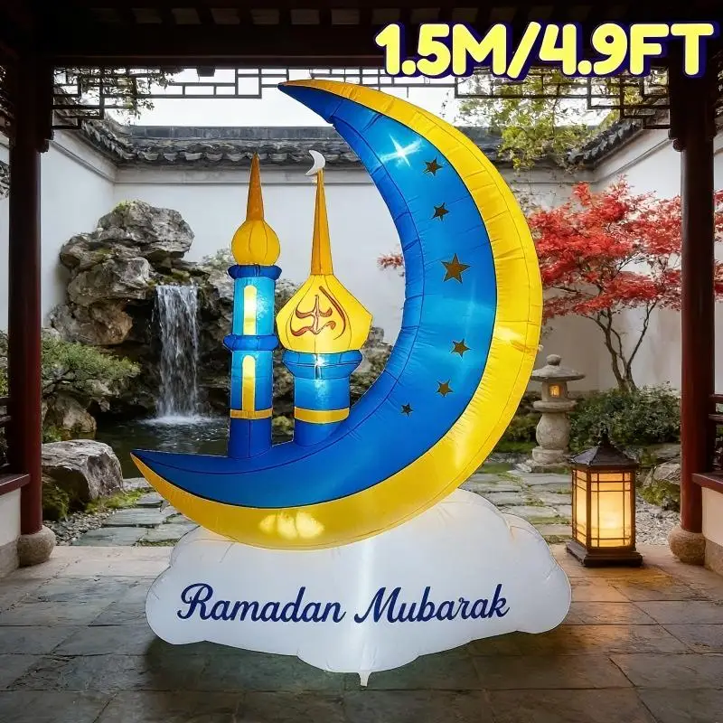 

Moon Cloud DIY Decor Inflatable Model 1.5M/4.9FT Muslim Ramadan Festival Holiday Eid Yard LED Light Ornament Gift Toy Decoration