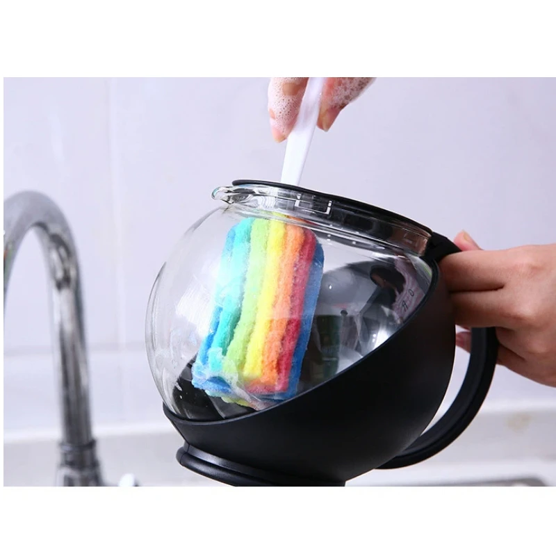Long Handled Cup Brush Scouring Pad Rainbow Cup Brush Cup Artifact Bottle Brush Cleaning Brush Sponge Brush Long Handled