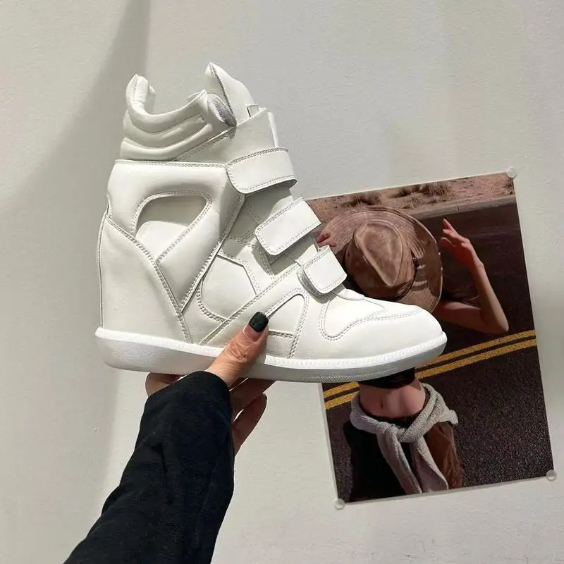 Women High‑Top Hidden Wedge Sneakers 2026 Spring New Red Patchwork Straps Closure Thick Sole Inner Height‑IncreaseF385 view 4