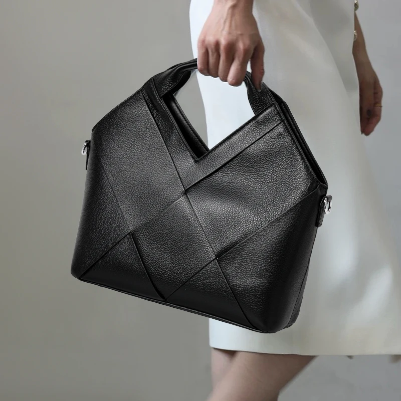 

Women's genuine leather handbag, large capacity, woven texture, soft leather, crossbody bag, shoulder bag, mother bag