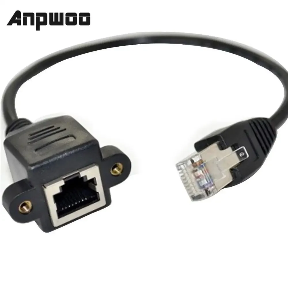 ANPWOO Brand High Quanty 30cm 60cm Mount Network Male To Female Screw Ethernet Panel RJ45 Cable LAN Extension