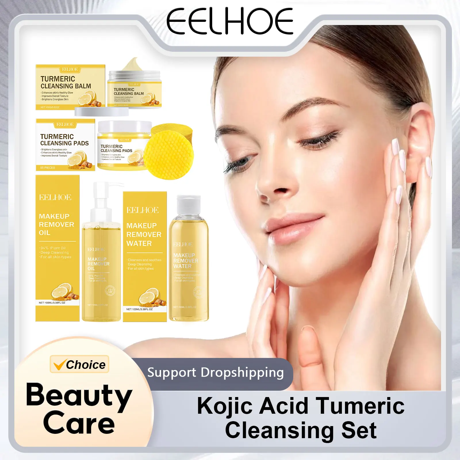 Kojic Acid Tumeric Cleansing Oil Kit Moisturizer Face Cleaning Sensitive Skin Care Products Shrink Pores Cleansing Face Care Oil