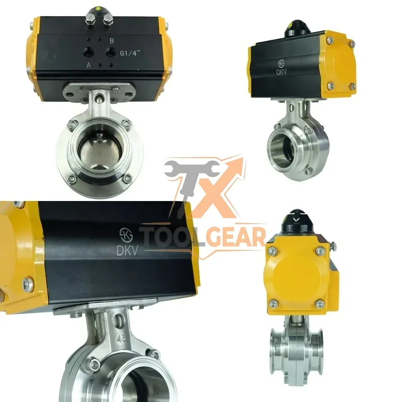 2026China*Factory* DN50 Sanitary Stainless SS 304 316 Steel 5-8bar Actuator Tri Clamp Pneumatic Butterfly Valve