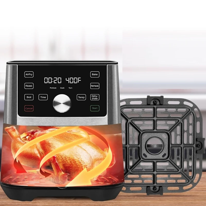 4쿼트 에어 프라이어용 에어 프라이어 그릴 팬 사각 스테인레스 스틸 크리스퍼 플레이트