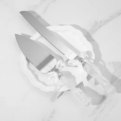 Stainless steel wedding cake Knife and slicer set, 2 elegant cake cutting tools for celebrations and gifts