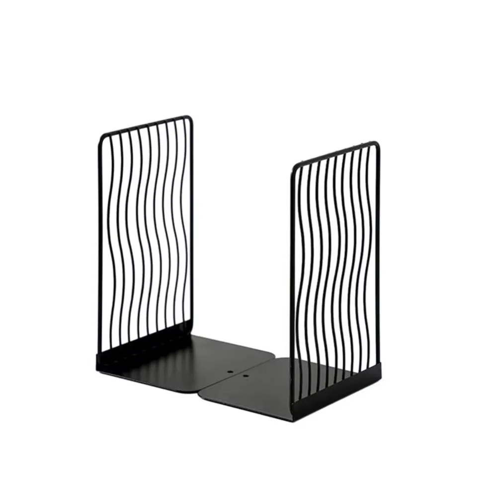 Creative Hollow Metal Bookends Anti-slip Reusable Simple Book Stand Multifunctional Space Saving Document Holder Home
