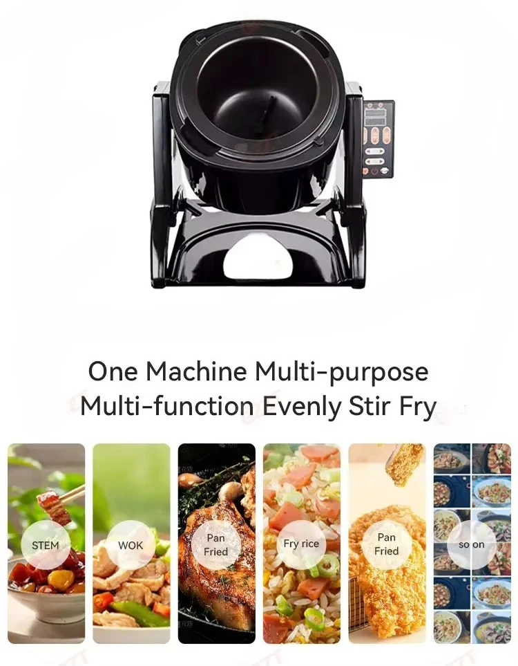Automatyczny inteligentny robot do szybkiego gotowania jedzenia z 10 poziomami mocy, 6 funkcjami gotowania, wielofunkcyjna maszyna do gotowania w bębnie i smażenia.