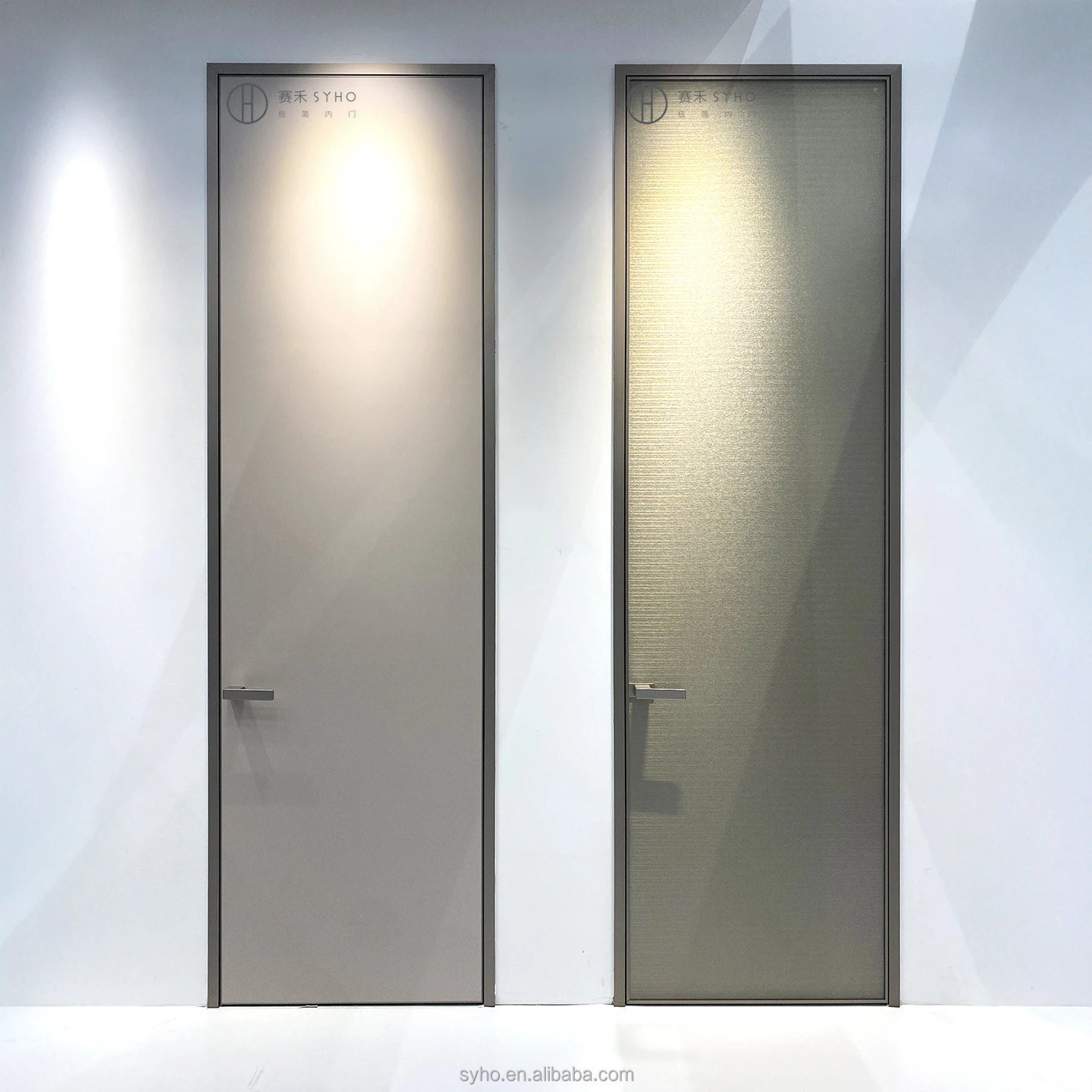 Outside Flat And Inside Opening Door Customized Minimalist Room Door Aluminum Alloy HPL Moisture-proof Door Frame