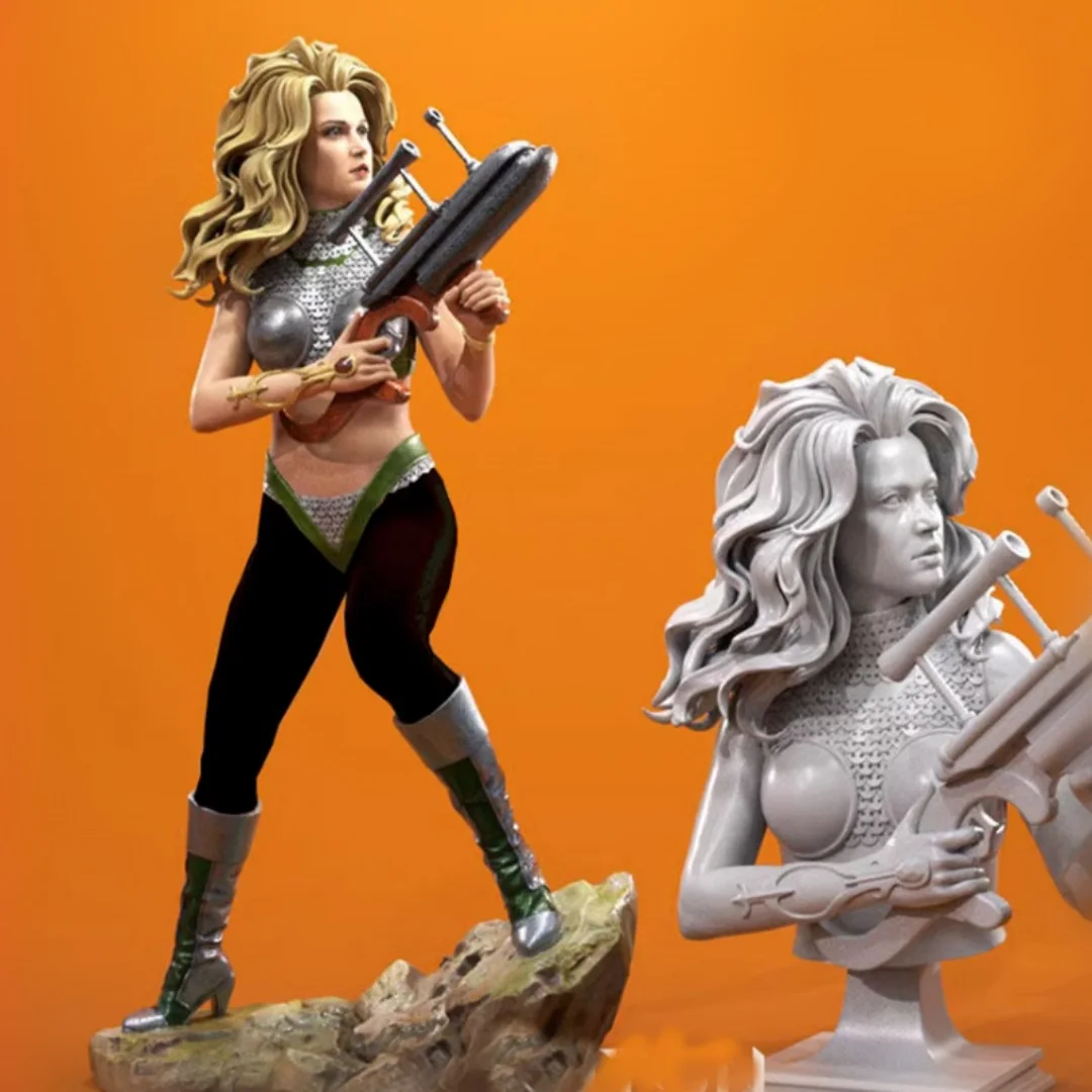 gun toting Barbarella NSFW DIY two versions Resin Figures Model Kit 1/24 Scale 75mm Unpainted Unassembled 3D Toy