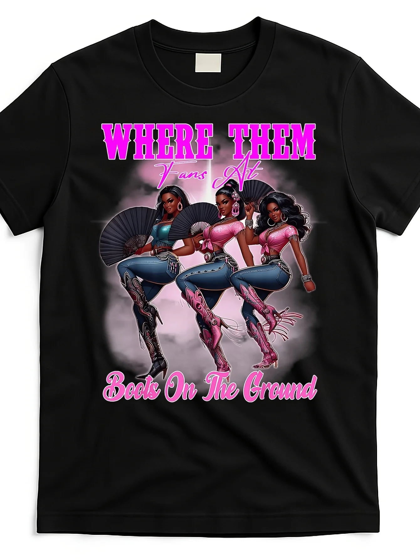 

Men's "Where Them Fans At" Cowgirl Line Dance Boots Graphic T-Shirt - 100% Cotton Soft Breathable Short Sleeve Tee