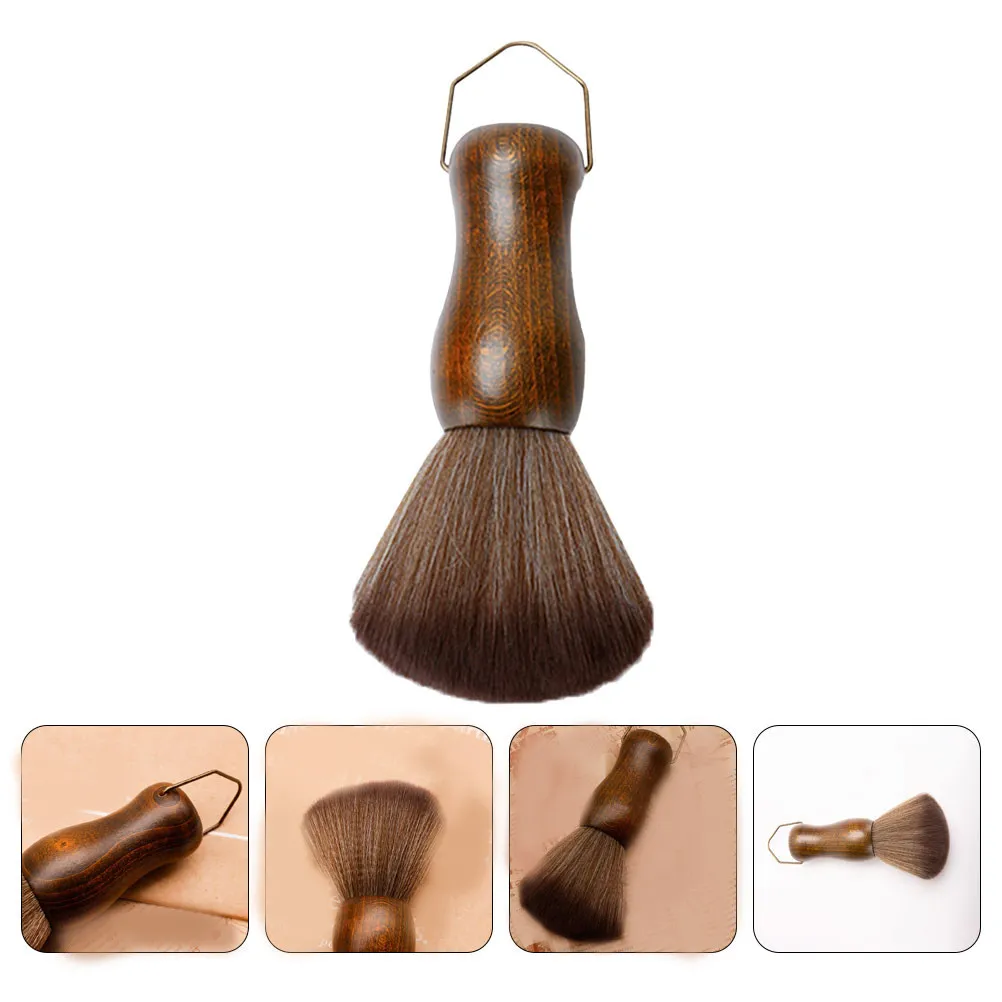 

Щетка для уборки волос с мягкими волокнистыми щетинками для парикмахерских, инструмент для чистки после бритья, с крючком для подвешивания, удобная, деревянная