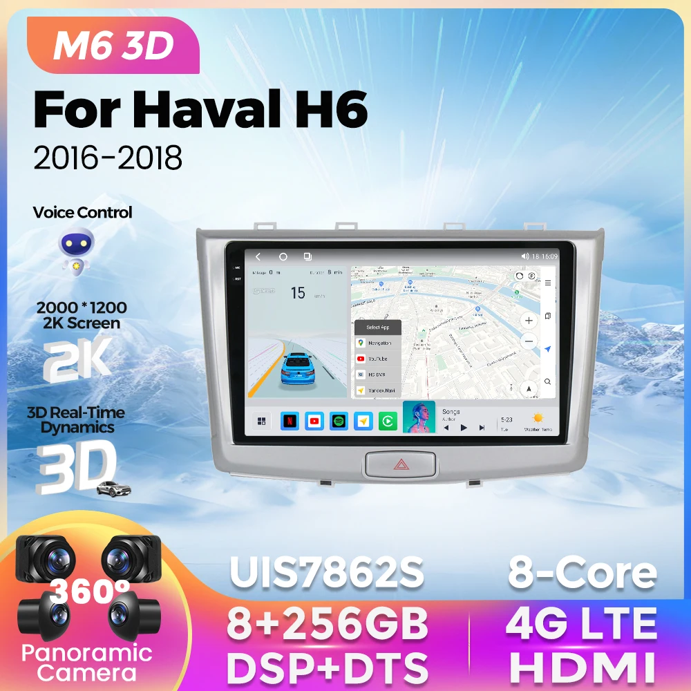 

Новинка 2K M6 Pro Plus 3D Автомагнитола для Haval H6 2016-2018 мультимедийный плеер GPS-навигация для Carplay Android Авто DTS