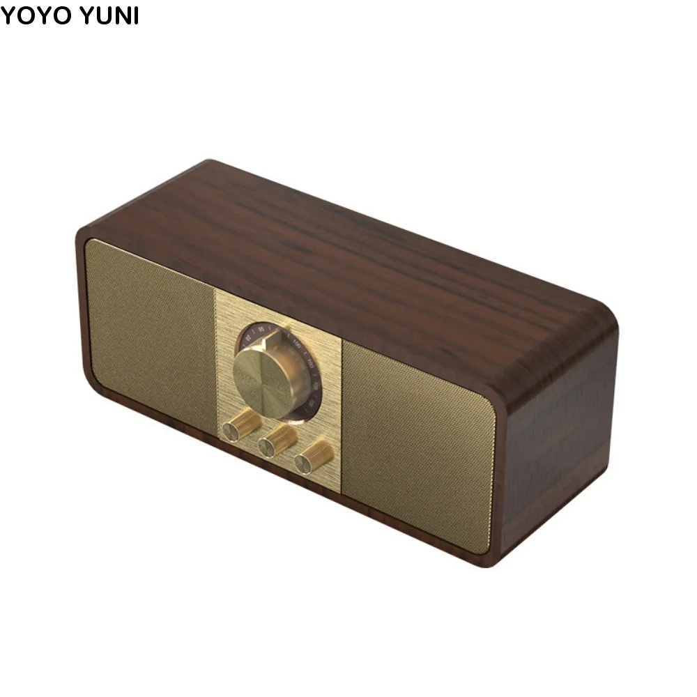 

Ретро Bluetooth-колонка с супербасом, деревянным корпусом, FM-радио, Bluetooth 5.0, винтажное радио с поворотным регулятором настройки, мобильное подключение