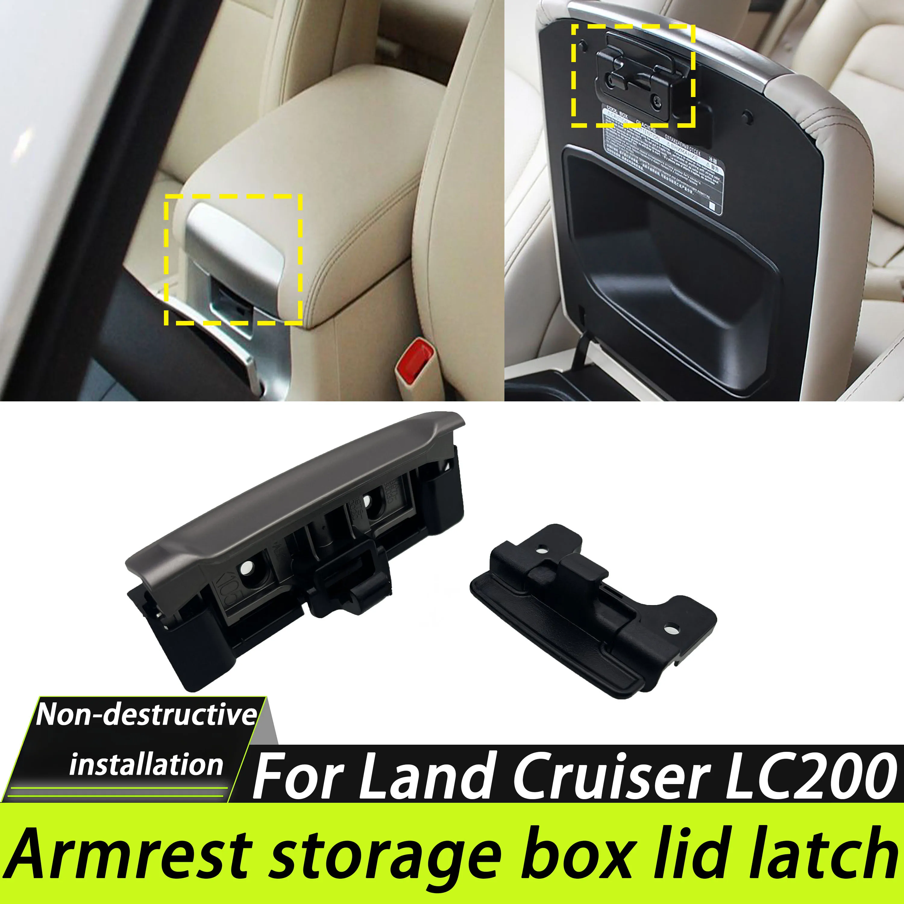Direct Replacement Console Lid Lock For Toyota Land Cruiser LC200 2007-2021 PA66 Nylon Center Cover Latch No-Drill Installation