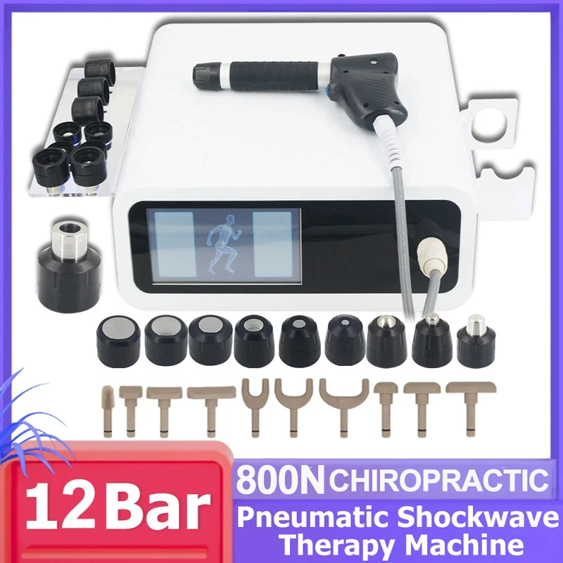 12Bar Shockwave Therapy Machine 20 Probes Extracorporeal Pneumatic Shock Wave Pain Relief Tennis Elbow ED Body Massager