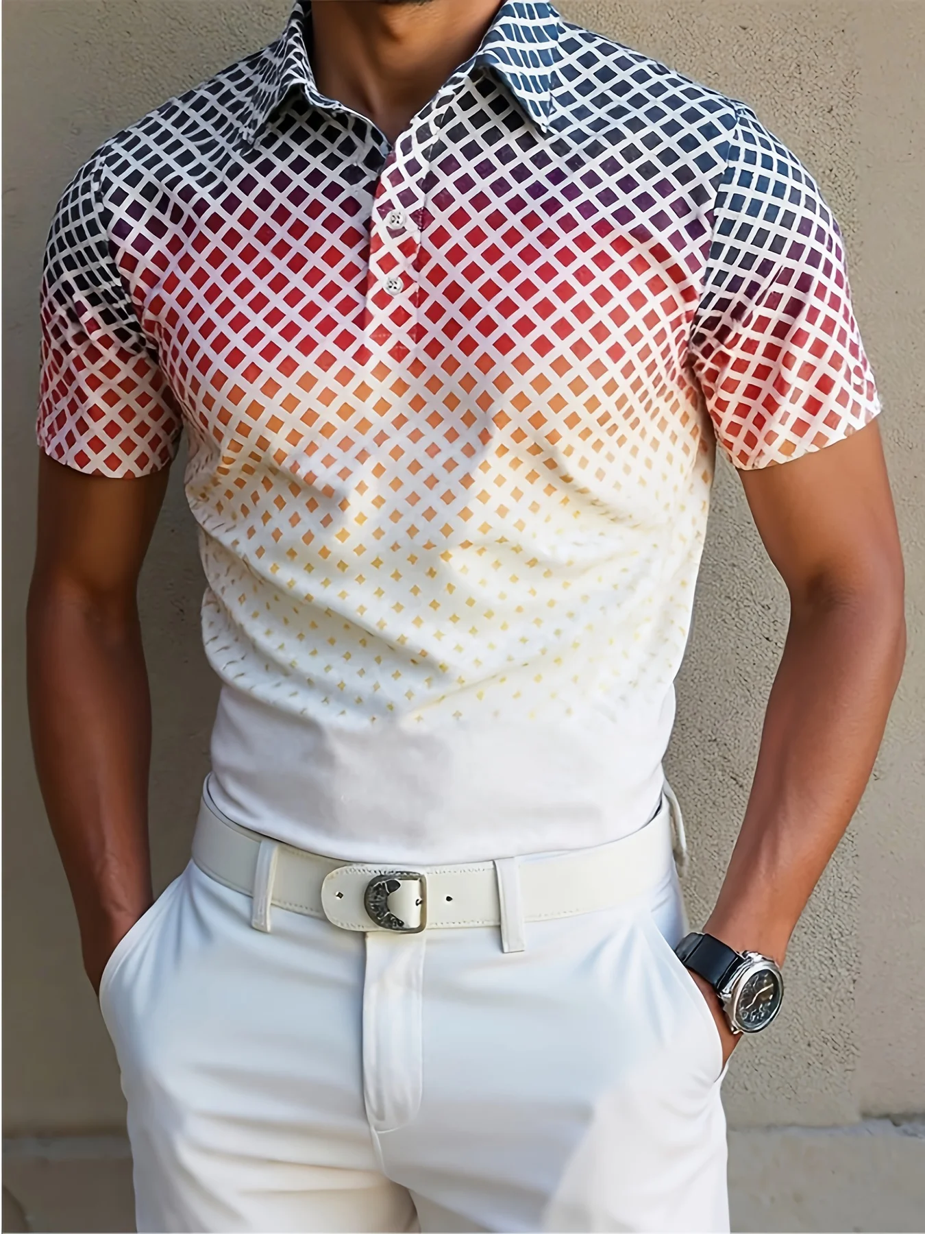 Summer New Style Men's Clothing Short-Sleeved Polo Shirt With 3D Polka Dot Pattern Print - Comfortable Soft And Breathable Tops