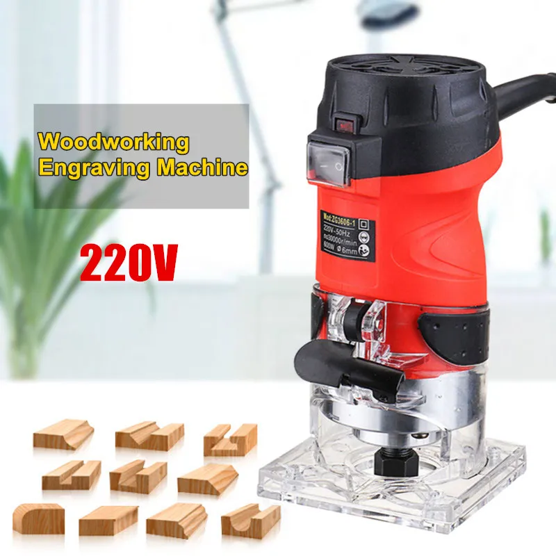 Electric Trimmer Woodworking 800W 32000rpm Wood Router Machine Hand DIY Milling Carving Engraving Power Tools With Mill Cutter