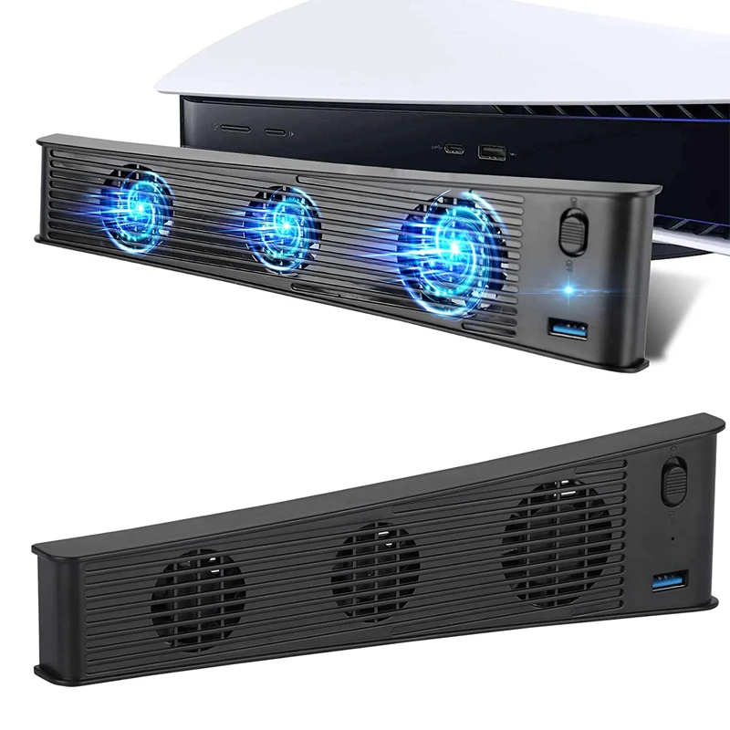 Para ps5 console 3-ventilador cooler ventilador de refrigeração interface usb estendida para ps5 console luz e compacto para acessórios ps5