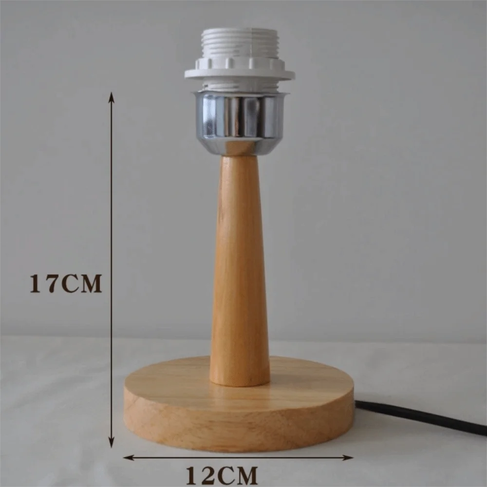 Universal Solid Wood Lamp Base Holder On Off Switch EU Plug Table Lamp Holder E27 Light Power Cord Home Office