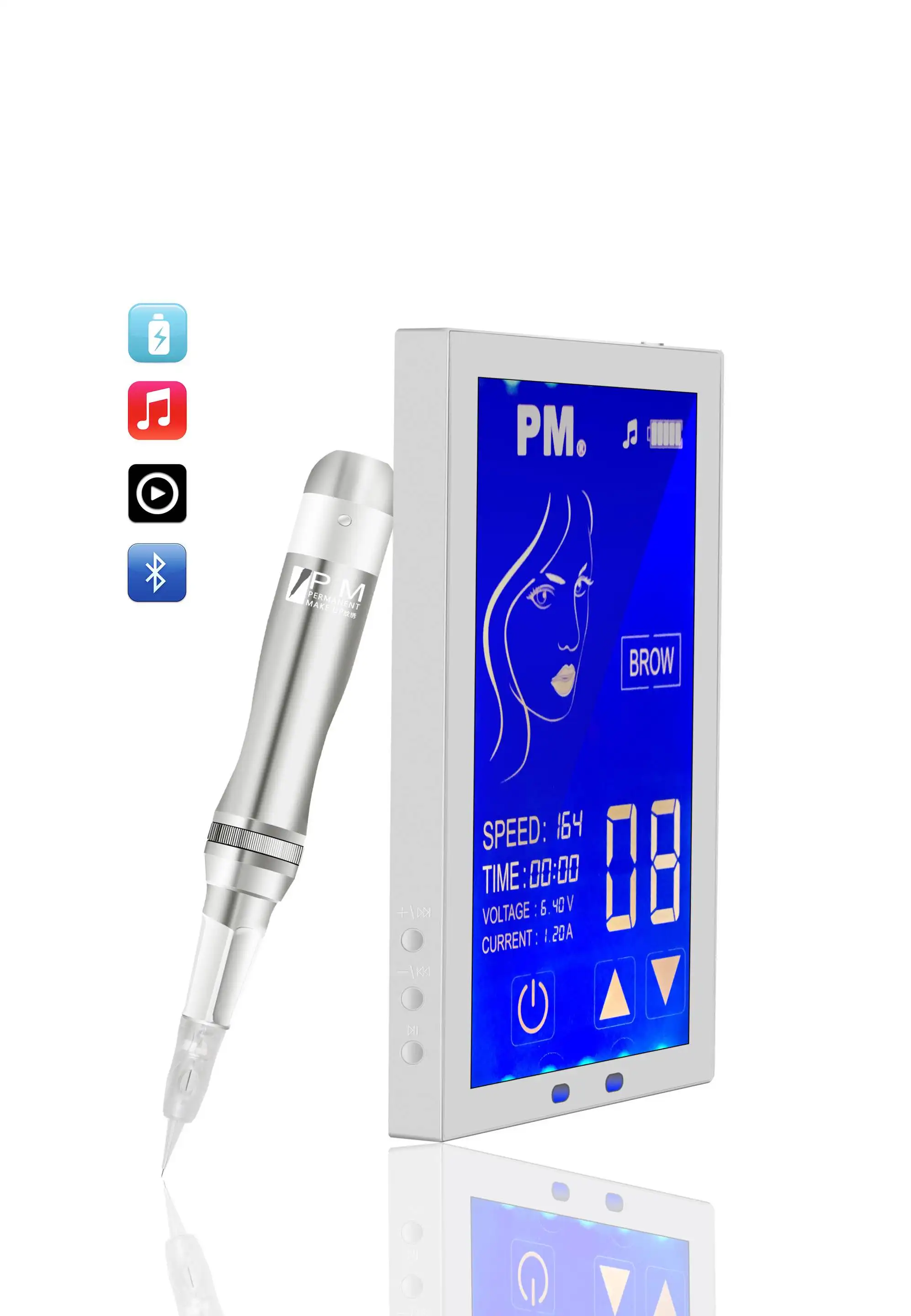 

Беспроводная цифровая машинка для перманентного макияжа Bluetooth: умная ручка для татуажа PMU, микроблейдинга и шейдинга