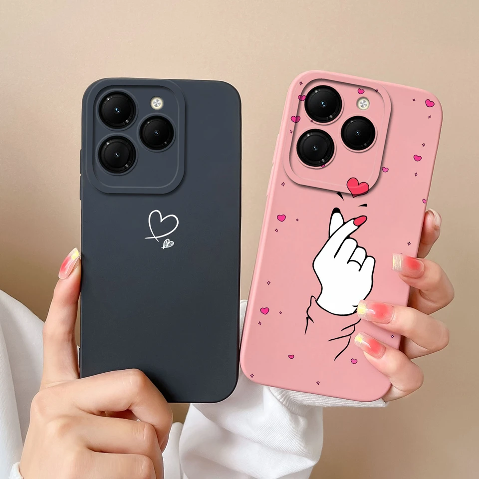 Cases For Infinix Hot 40 Hot 40 Pro Gesture Love Heart Liquid Shockproof High Qualtiy Shell For Infinix Hot40 40Pro Coque Funda