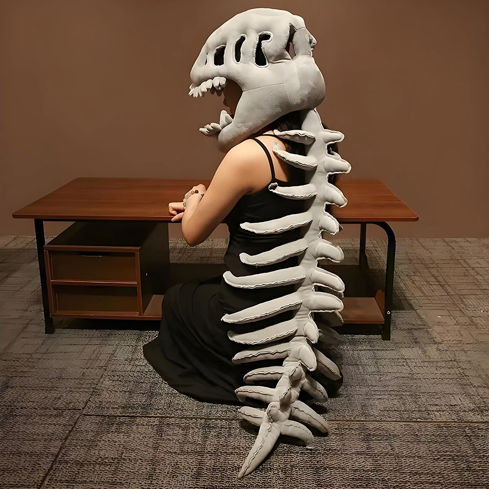 Wearable Dinosaur Skeleton Costume,Silly Dino Plush Skeleton,Cozy Plush 3D Dinosaurio Skull Mask, Dress-Up for Kids & Adults