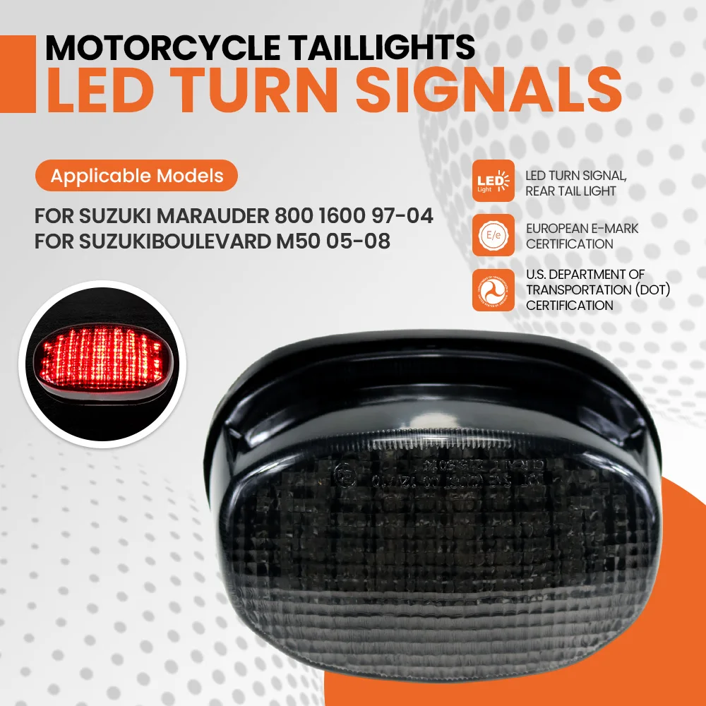 

Мотоциклетный светодиодный указатель поворота, задний фонарь E-Mark для SUZUKI Marauder VZ800/ Intrument VZ1600/Boulevard M95