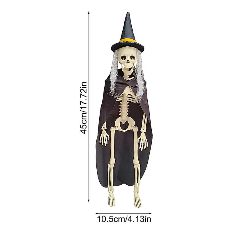 زينة جمجمة الهالوين هيكل عظمي مشترك لكامل الجسم، ديكور الهالوين قابل للتعييل، وجه جمجمة، منزل الهالوين على شكل عظام واقعية