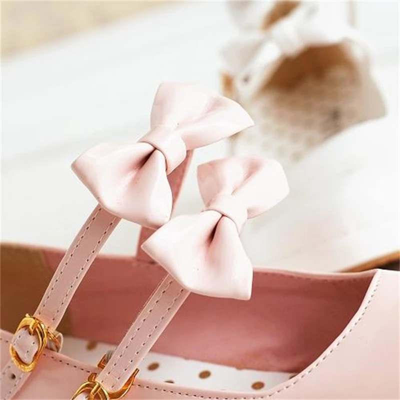 Sweet Lolita Shoes Round Head Muffin Heel Shallow Mouth Women Shoes Bowknot Kawaii Shoes