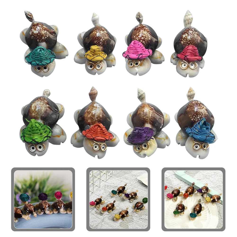 8 Pcs Turtles Conch Shell Ornaments Decor Decorative Tortoise Decorations Figurines