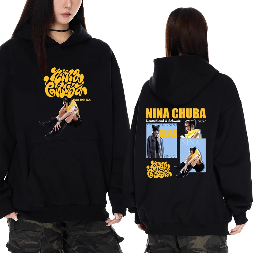 

Singer Nina Chuba Double Sided Graphics Hoodie Autumn Winter Unisex fashion Y2k Sweatshirt Men women Fleece Long sleeve pullover