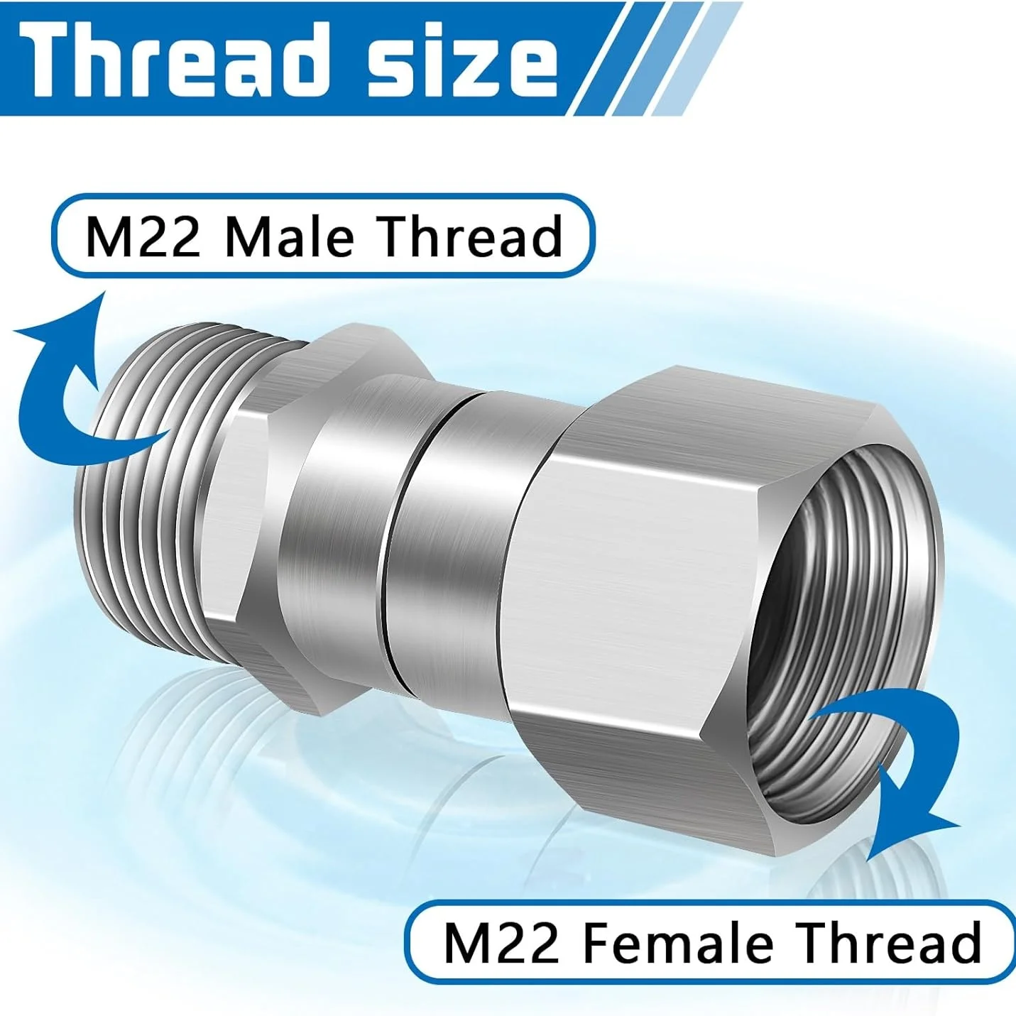 Tangle-Free Joint Adapter For High Pressure Wash Gun & Hose M22 G3/8 NPT3/8 NP1/4 360 Degree Swivel Connector view 6