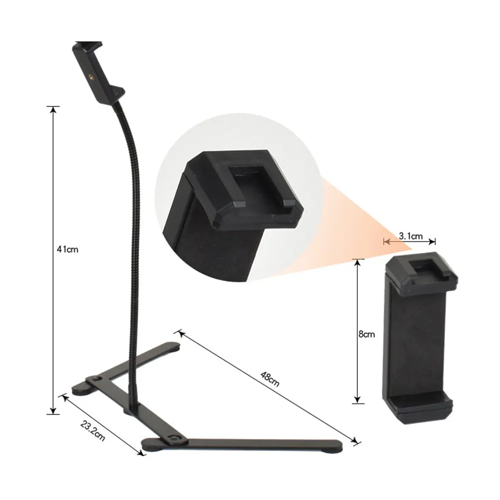Overhead Phone Mount Metal Flexible Holder Adjustable Cell Phone Tripod Stand for Live Streaming Drawing Recording