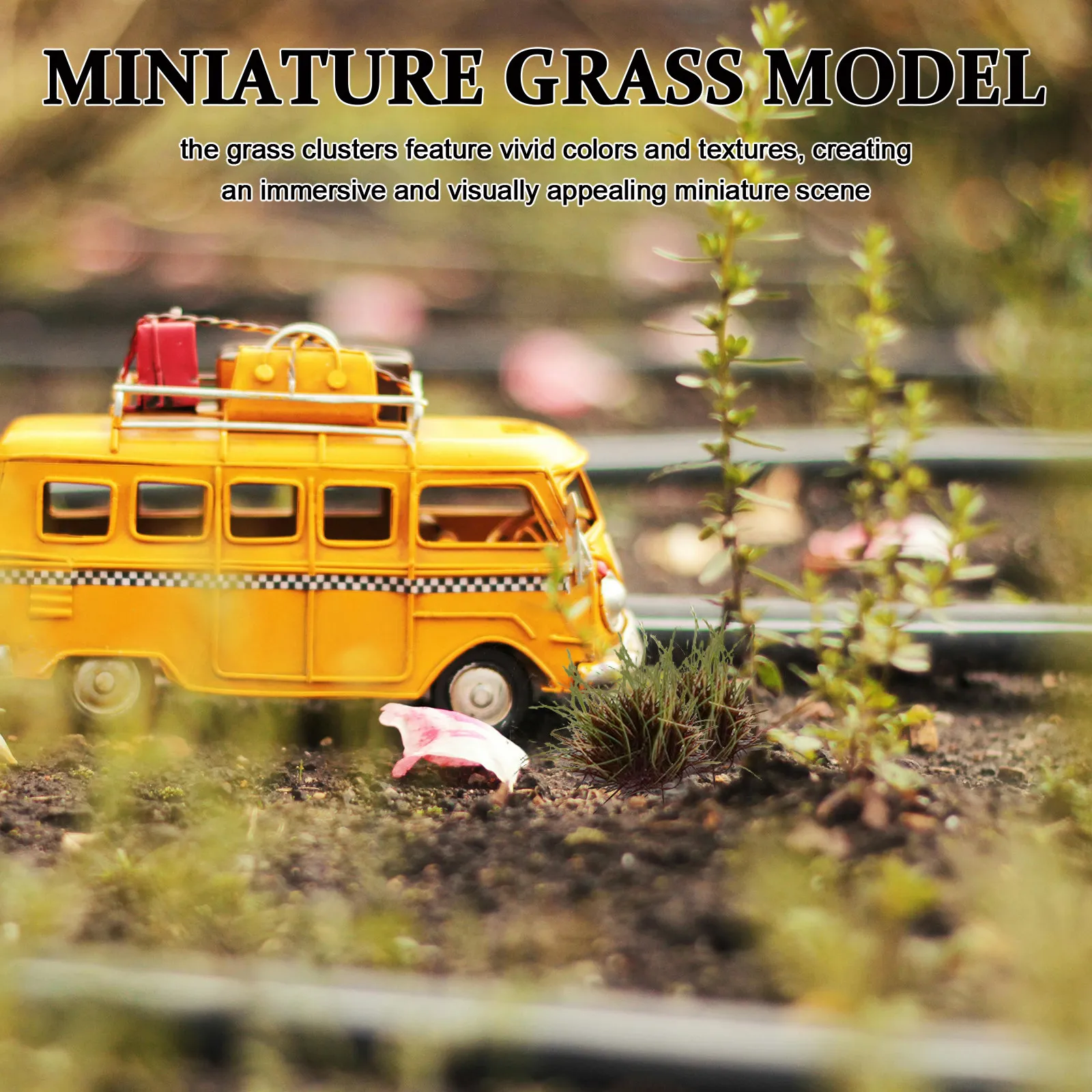 5Pcs Miniature Artificial Grass Clusters 8Mm Realistic Greenery for Diorama Landscaping Craft Supplies Miniature Grass