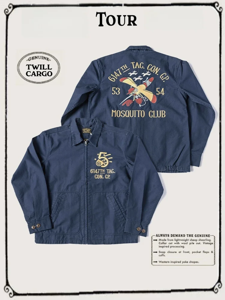 Retro 5-Star NonStock Mosquito Special Forces Canvas Embroidery Deep Blue Tour Jacket Vietnam War Commemorative Jacket