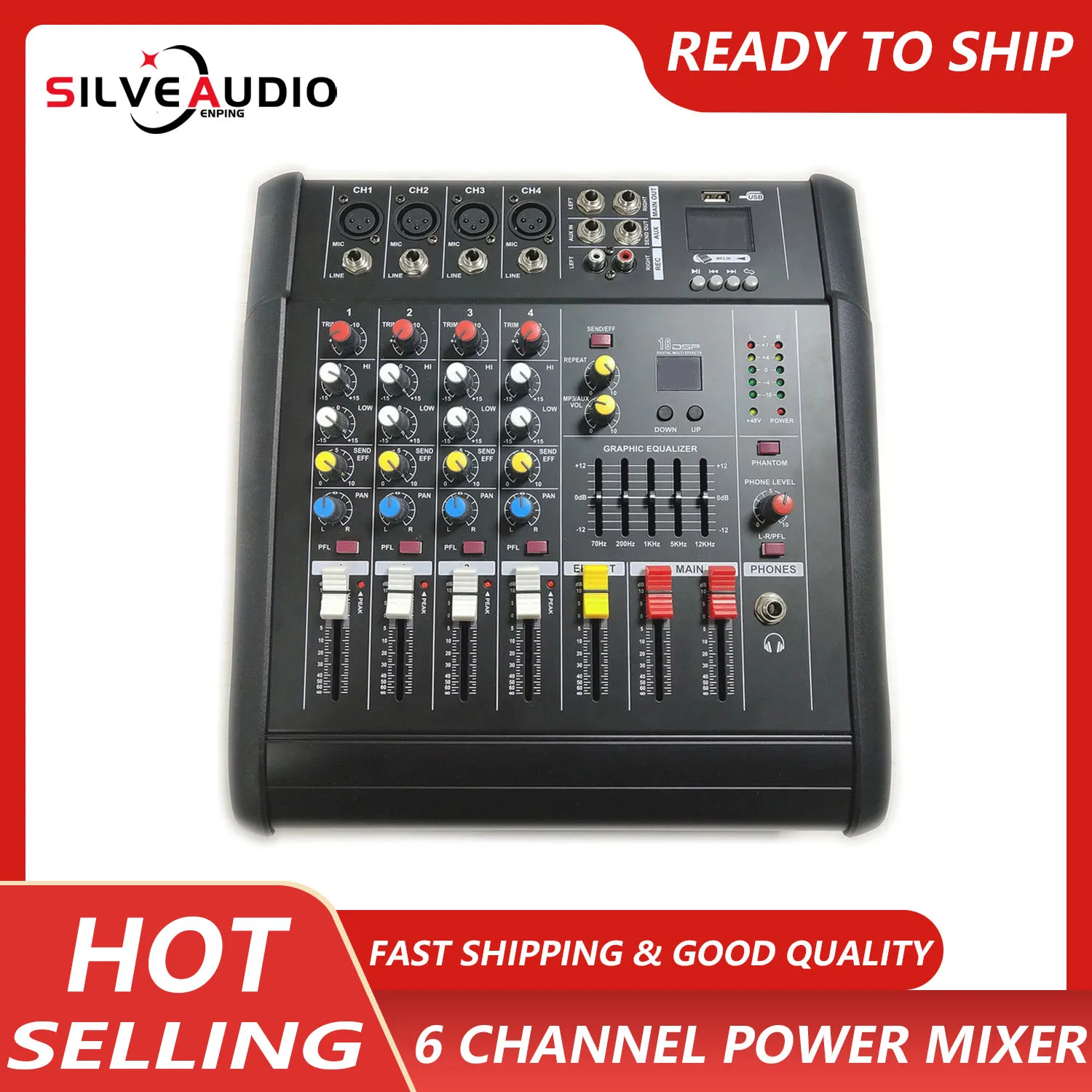 

GAX-402D Professional Audio Mixer with USB DJ Sound Mixing Console MP3 Jack 4 Channel Karaoke Amplifier For Karaoke KTV