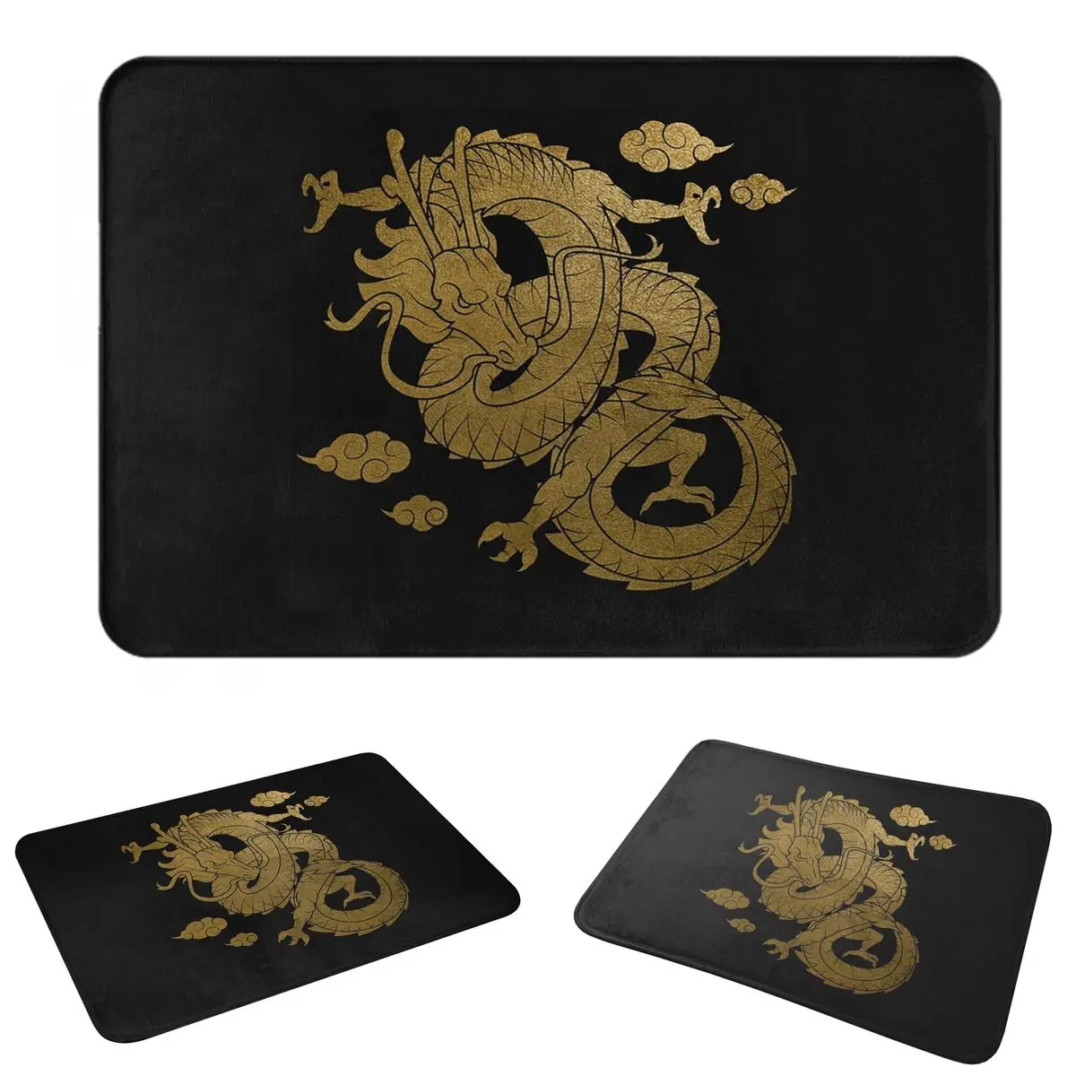 Gold Chinese Dragon With Doormat Durable Carpet Rug Kitchen Entrance Home Floor Mat for Bedroom Footpad Mats