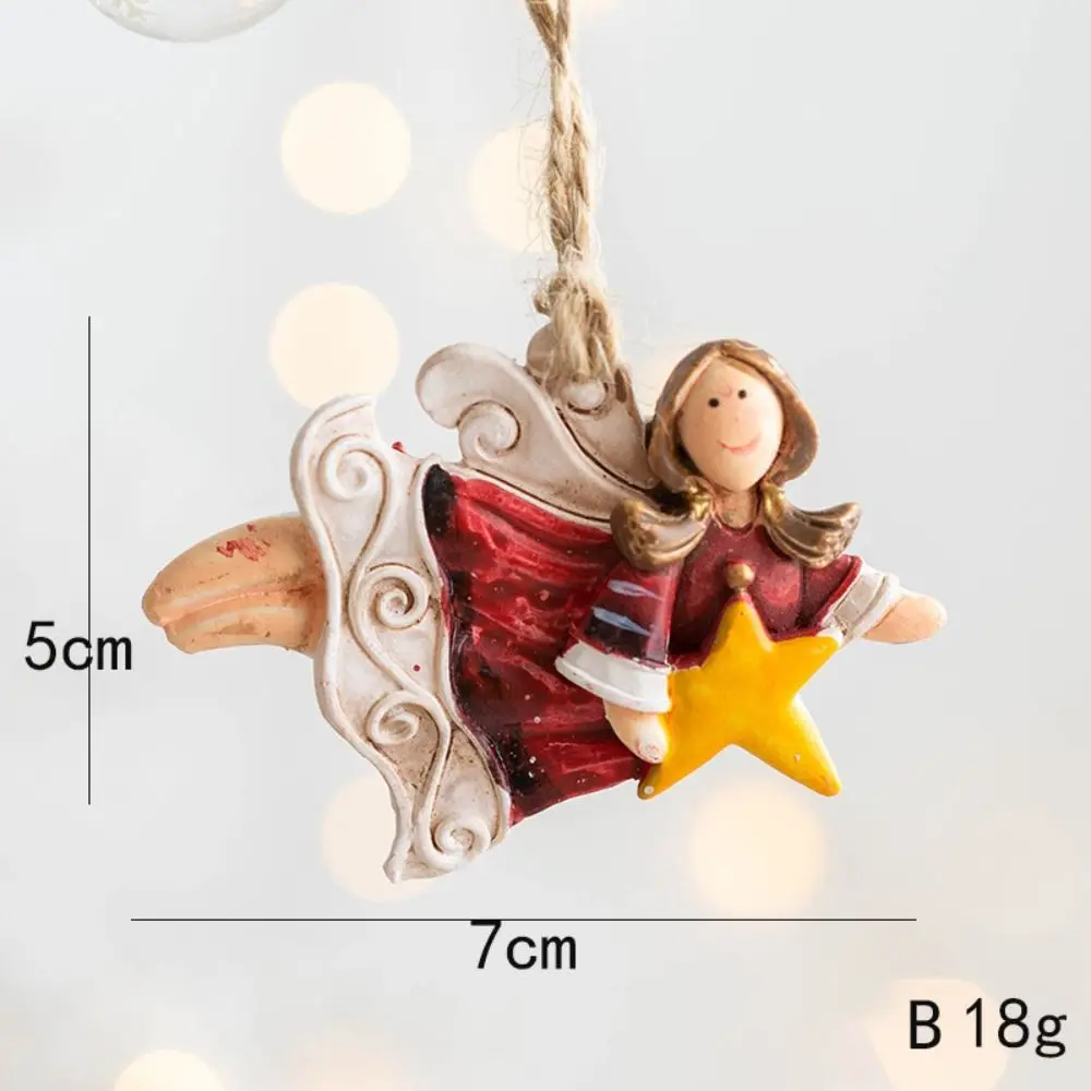 

2pcs Resin Crafts Christmas Tree Charms Cartoon Angel Home Decor Welcome Door Hanging Pendants Christmas Decor Gifts