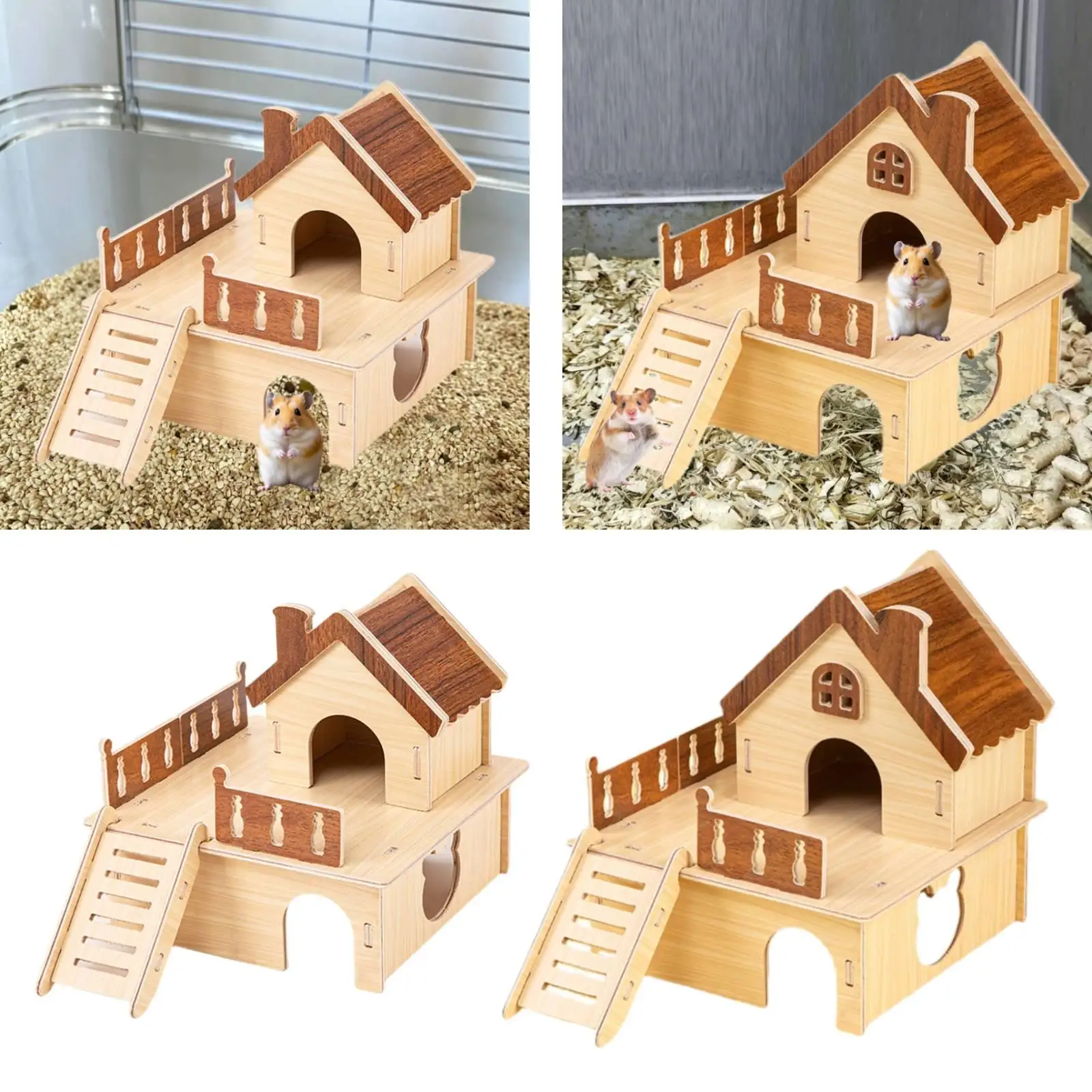 Wooden Hamster House Habitat Hamster Hut Hideout for Lemmings Syrian Hamsters Mice view 6