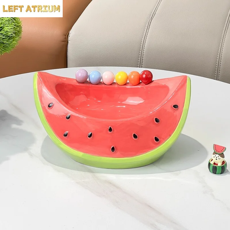 Watermelon Fruit Plate Fruit Fork Set Ceramic Fruit Bowl Snack Bowl Candy Plate Dessert Plates Dim Sum Dish Pastry Plates Tray