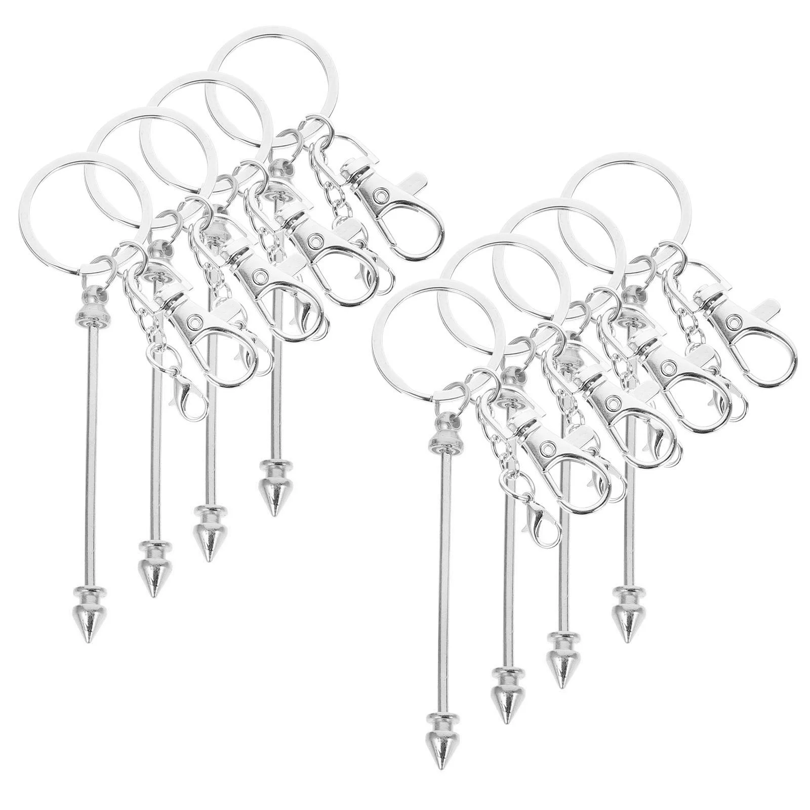 

8 Pcs Pendant Beaded Key Chain Man Beads Beadable Bar Keychain Metal Blanks Keychains