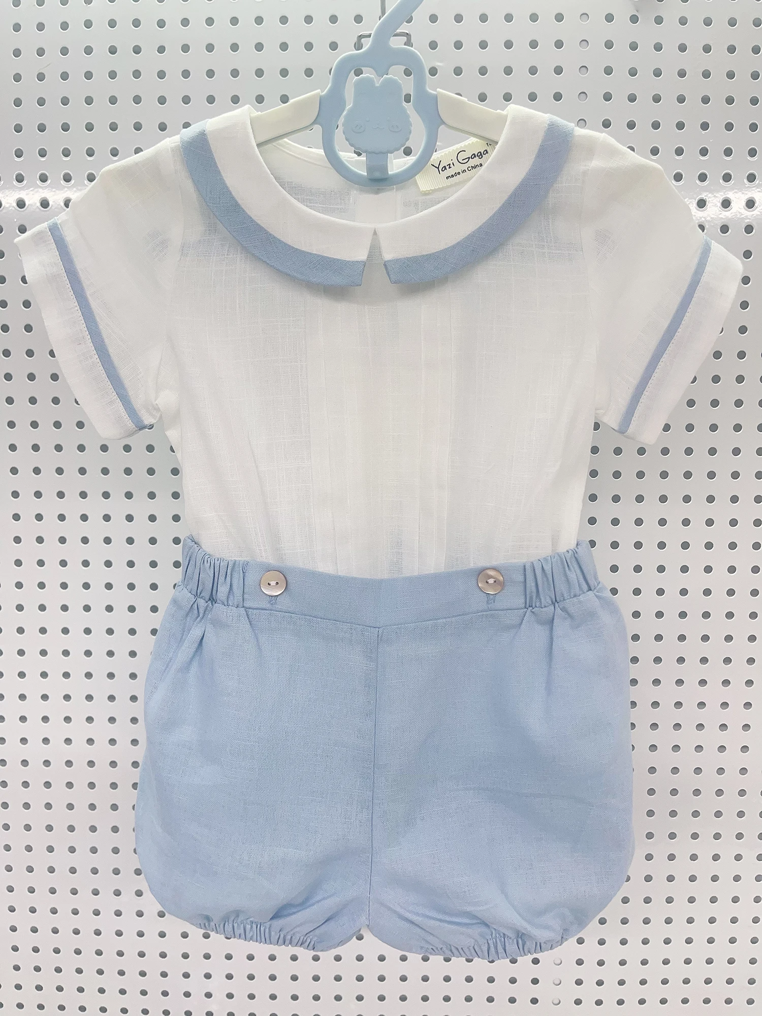 Boys Summer Baby Cotton and Linen Set Infant and Toddler Casual School Suit Short-sleeved Breathable Set Light and Breathable