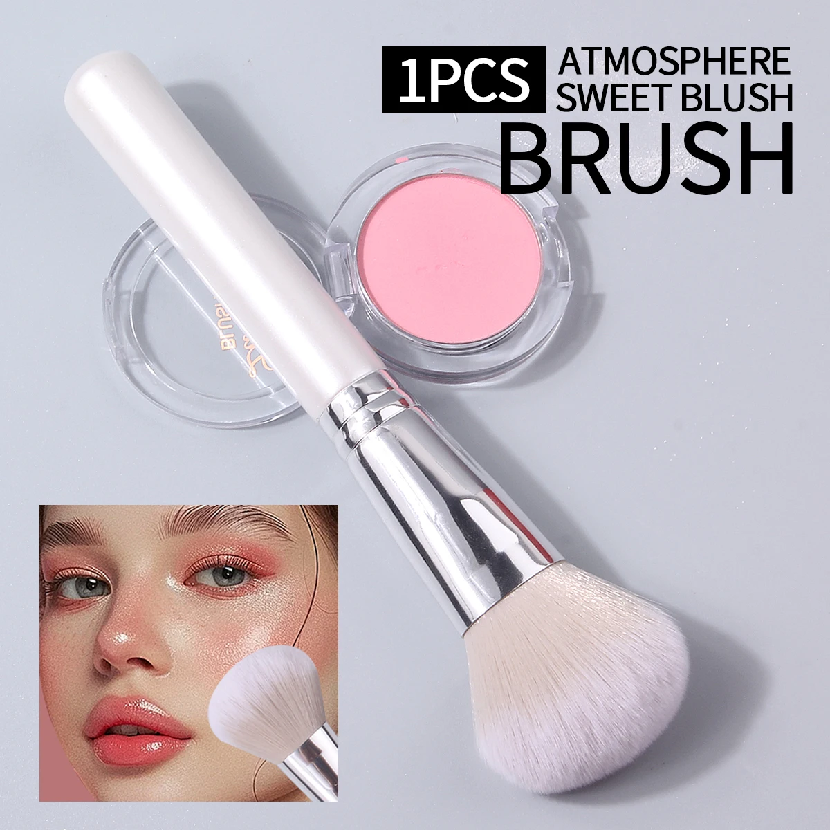 1 SZT. wysokiej jakości pędzel do różu, pędzel do pudru sypkiego, pędzel do konturowania, pędzel do wykończenia makijażu, pędzel do makijażu twarzy dla początkujących, narzędzia kosmetyczne