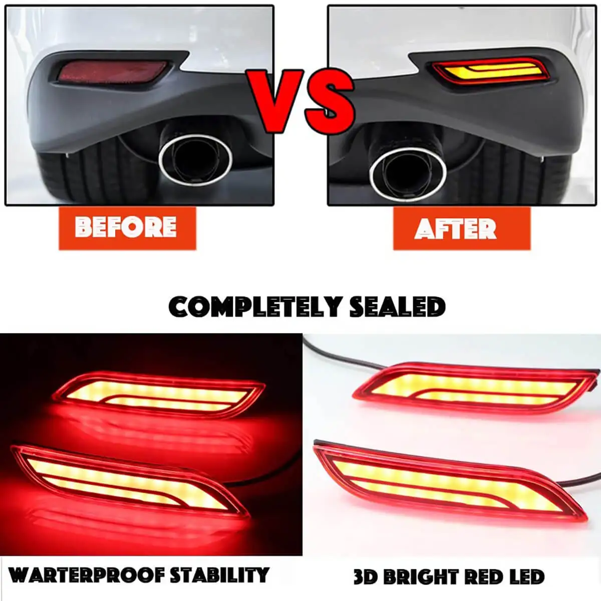 LED Rear Bumper Reflector Light For 2018-2020 Toyota Camry Running/Brake/Sequential Turn Signal Tail Lamp OE:8191006070