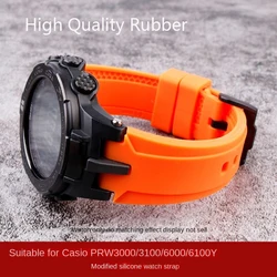 For Casio PROTREK Modified PRW-3000 PRW3000/3100/6000/6100Y Waterproof Silicone Rubber Watchband Sport with Tools male Strap