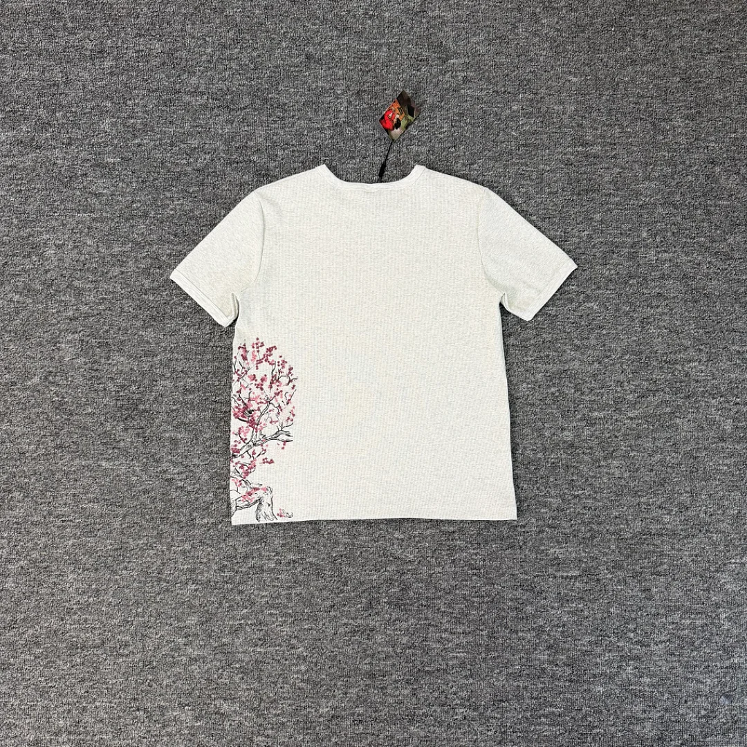 26ss DERT Cherry blossoms Embroidery Women Men T shirts tees Loose Fit Men Casual T shirt